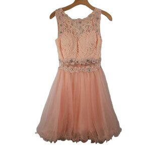 Fiesta Fashion Pink Party Dress Sleeveless Rhinestones Lace Sweet 16 Size‎ XS